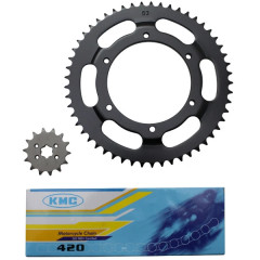 Kit chaine adaptable 420 14 dents 53 dents alésage 108mm Derbi 50 GPR 1997-2003