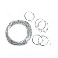 Kit complet câbles adaptable chrome + butées (gaz / starter / décompresseur / frein avant / frein arrière) pour cyclomoteur Peugeot 103 / MBK 51