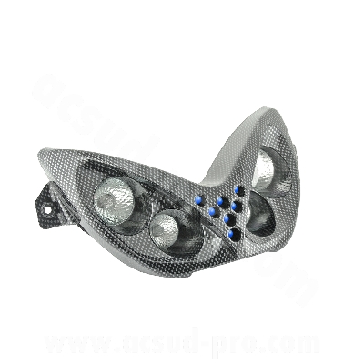 Double optique adaptable 4 lampes halogène + leds bleu imitation carbone pour scooter MBK Nitro / Yamaha Aerox