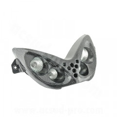 Double optique adaptable 4 lampes halogène imitation carbone pour scooter MBK Nitro / Yamaha Aerox