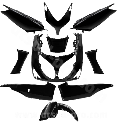 Kit carrosserie adaptable noir brillant 10 pièces pour scooter 500cc Yamaha TMAX 2001-2007