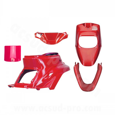 Kit carrosserie adaptable rouge scuderia 5 pièces MBK 50 Booster 1999-2003/Yamaha 50 BWS 1999-2003