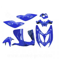 Kit carrosserie adaptable bleu métal 7 pièces pour scooter MBK Nitro / Yamaha Aerox 1997-2012