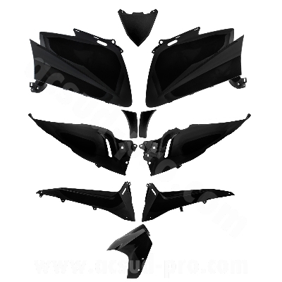 Kit carrosserie adaptable noir brillant 10 pièces pour Yamaha TMAX 530cc 2012-2014