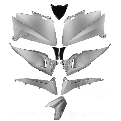 Kit carrosserie adaptable gris mat 10 pièces pour Yamaha TMax 530cc 2012-2014