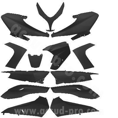 Kit carrosserie adaptable noir mat 13 pièces pour Yamaha TMAX 500cc 2008-2011