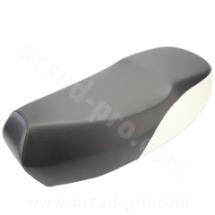 Selle adaptable noir / blanc (OEM : 4PB-F47305-100) pour scooter MBK Booster Spirit 1999-2003 / Yamaha BWS 1999-2003
