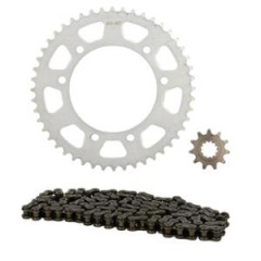 Kit chaîne adaptable 420 11x48 (démultiplication origine) diamètre 105 / fixations 3x2 pour moto MBK X-Limit après 2004