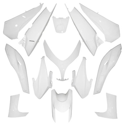 Kit 13 pièces carénage adaptable blanc brillant pour maxi scooter 500cc Yamaha TMAX 2008-2011
