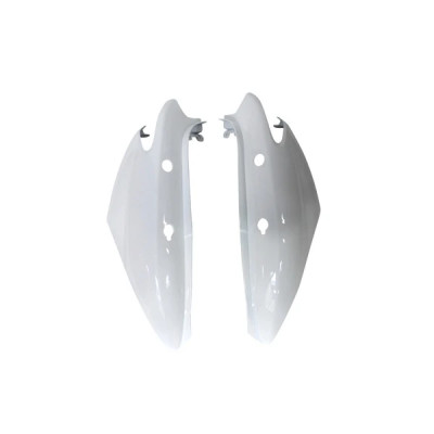 Coques arrière Adaptable blanc brillant pour scooter MBK 50 Ovetto et Yamaha 50 Neos après 2008 (paire)