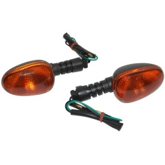 Clignotants arrière adaptable orange-noir pour scooter Malaguti F10 50 (2003+) - Paire