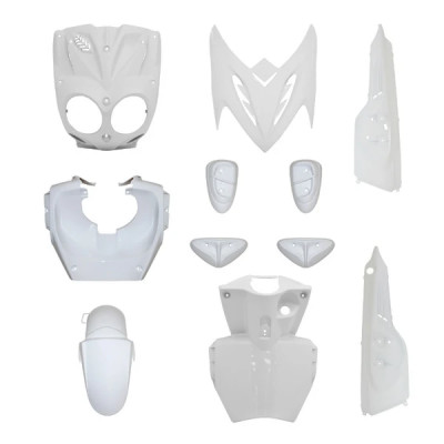 Kit 11 pièces carénage blanc adaptable avec pads blanc pour scooter MBK 50 Stunt / Yamaha 50 Slider