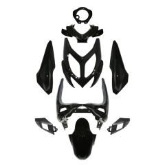 Kit 9 pièces carénage adaptable noir brillant pour scooter MBK 50 Nitro et Yamaha 50 Aerox après 2013