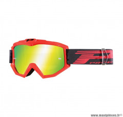 Lunette/masque cross ProGrip 3201 FL Atzaki rouge/noir écran miroir anti-rayures anti UV