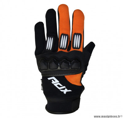 Gants cross ADX homologué EN 13594:2015 taille XXL couleur noir/orange fluo