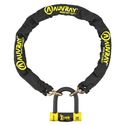 Antivol Auvray Xtrem chaîne 1.40m maillon diamètre 13.5mm avec U Xtrem medium (Classe SRA)