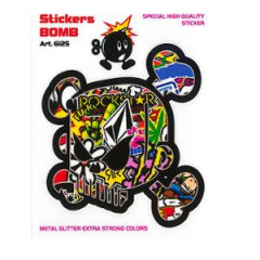 Autocollant adaptable Bombing Tête de Mort 10x12cm