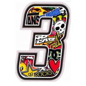 Autocollant adaptable numéro 3 Bombing 10x7.5cm