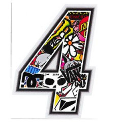 Autocollant adaptable numéro 4 10x7.5cm