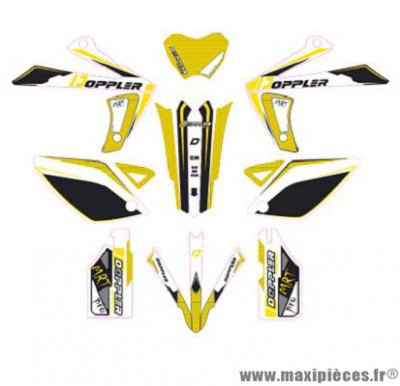 Kit décoration Doppler blanc/noir/jaune pour moteur Rieju MRT, MRT Pro