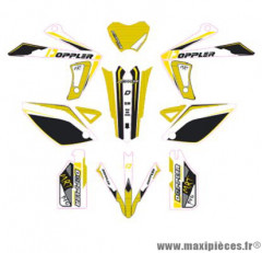 Kit décoration Doppler blanc/noir/jaune pour moteur Rieju MRT, MRT Pro