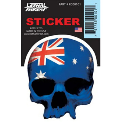 Autocollant Lethal Threat Tête de mort Drapeau Australien 60x80mm