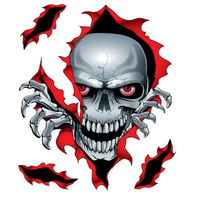 Autocollant Lethal Threat Peek a Boo Skull Red 150x200mm - LT90103