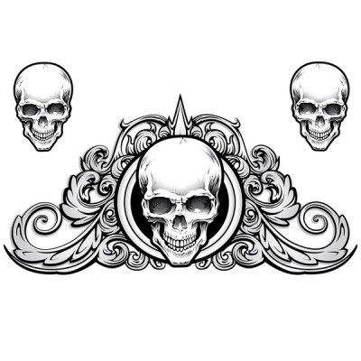 Autocollant Lethal Threat Skull Swirl avec paillettes 150x260mm - LT44005