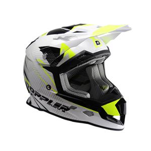 Casque cross Doppler couleur blanc jaune noir verni taille L (T59-60)