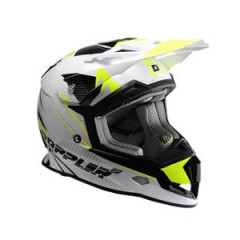 Casque cross Doppler couleur blanc jaune noir verni taille L (T59-60)
