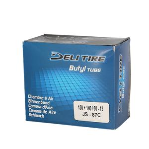 Chambre à air 13 pouces Deli Tire 130+140/60-13 valve coudée 90° pour scooter