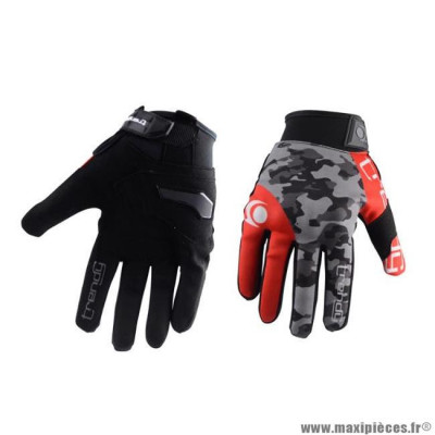 Gants moto Trendy GT625 camo gris / rouge taille 3XL