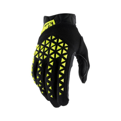 Gants motos adaptable 100% airmatic noir-jaune fluo taille XXL T12 (HOMOLOGUE EN 13594:2015)