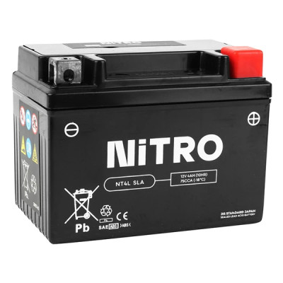 Batterie 12V Nitro 4Ah NT4L SANS ENTRETIEN PRETE A L'EMPLOI