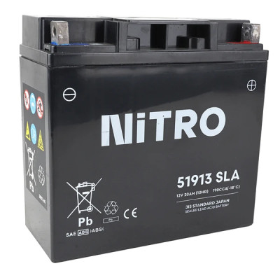 Batterie 12V Nitro 20 Ah 51913 sans entretien prête à l'emploi