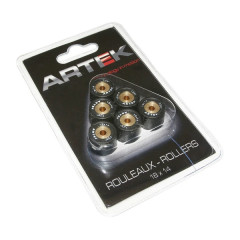 Galets x6 Artek 18x14 13,0g pour maxi-scooter 125 chinois, Peugeot 125 Tweet, Kymco 125 Dink-Street, Agility, Sym 125 Fiddle, GTS