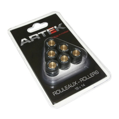 Galets Artek K1 18x14 14,0g (x6) pour maxi-scooter 125 chinois - Peugeot 125 Tweet, Kymco 125 Dink-Street, Agility - SYM 125 Fiddle, GTS