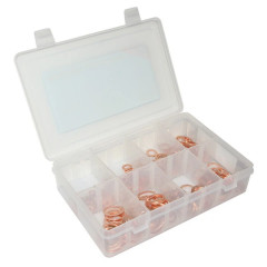 Joint de vidange cuivre plat adaptable diamètre 6 - 8 - 10 - 12 - 14 - 16 - 18 - 20 mm (coffret 240 pièces)