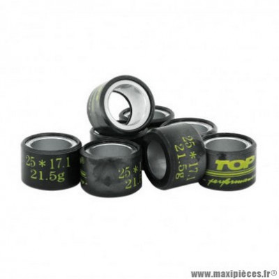Galets Top Performances x8 25x17 21,4g pour maxi-scooter Piaggio 400-500 MP3, Peugeot 500 Satelis, Aprilia 500 Atlantic, Gilera 500 Nexus (OE 830899)