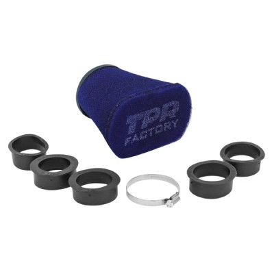 Filtre à air Top Performances big mousse bleu diamètre 46-49-52-55-58-62mm fixation droite livré avec adaptateurs