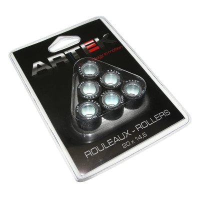 Galets Artek K1 20x14,6 11,5g (x6) pour maxi-scooters Honda 125 Forza, PCX, SH, Pantheon, S-Wing et Kymco 125 Dink, Grand-Dink