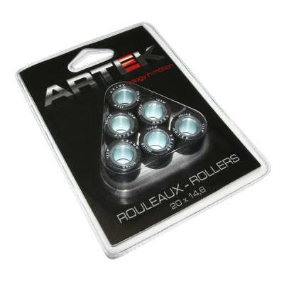 Galets Artek K1 20x14,6 12,5g (x6) pour maxi-scooter Honda 125 PCX, SH, Pantheon, S-Wing - Kymco 125 Dink, Grand-Dink