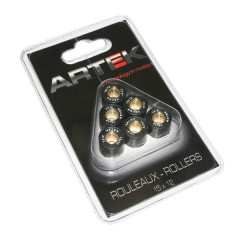 Galets Artek K1 15x12 7,5g x6 pour scooter MBK 50 Booster, Nitro, Ovetto, Stunt - Yamaha 50 BWS, Aerox, Neos