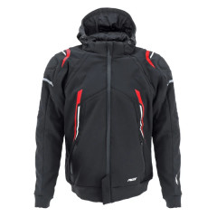 Blouson ADX noir/rouge taille L avec capuche amovible, homologué NF EN 17092-4:2020