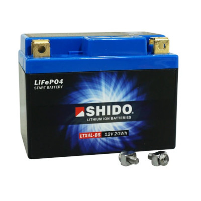 Batterie adaptable 12V 1,6Ah LTX4L-BS lithium-ion prête à l'emploi remplace YB4L-B, YB5L-B, YTX4L-B, YTX5L-B