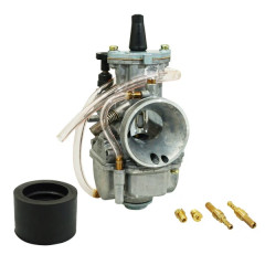 Carburateur adaptable PWK 26 power jet air poli avec coude tournant et starter à tirette