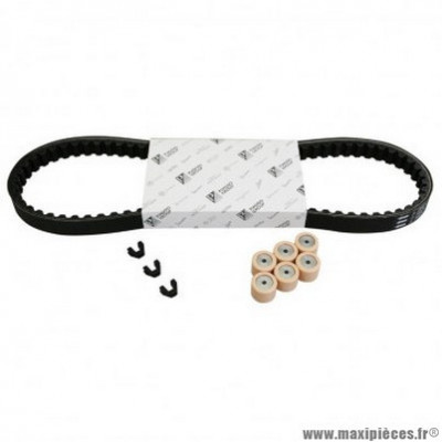 Kit transmission Piaggio courroie, galets, guides pour scooter 50 Fly 2T 1998-2007, Liberty 2T-4T 2005+, Typhoon 2T 2010+, Aprilia SR Motard 2T 2010-2014, Scarabeo 2T 2005+, Sport-City 2T 2008+ - 1R000444