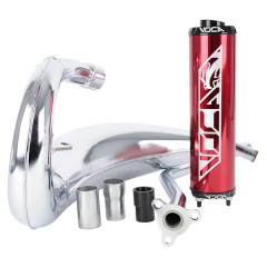 Pot cross Voca Racing chromé passage haut silencieux alu rouge pour Rieju 50 MRT