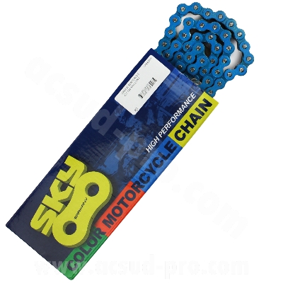 Chaine moto KMC 420 renforcée 134 maillons couleur bleue
