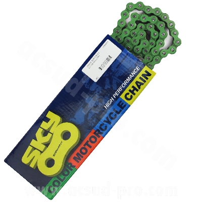 Chaine moto Sarkany renforcée 420 134 maillons couleur verte